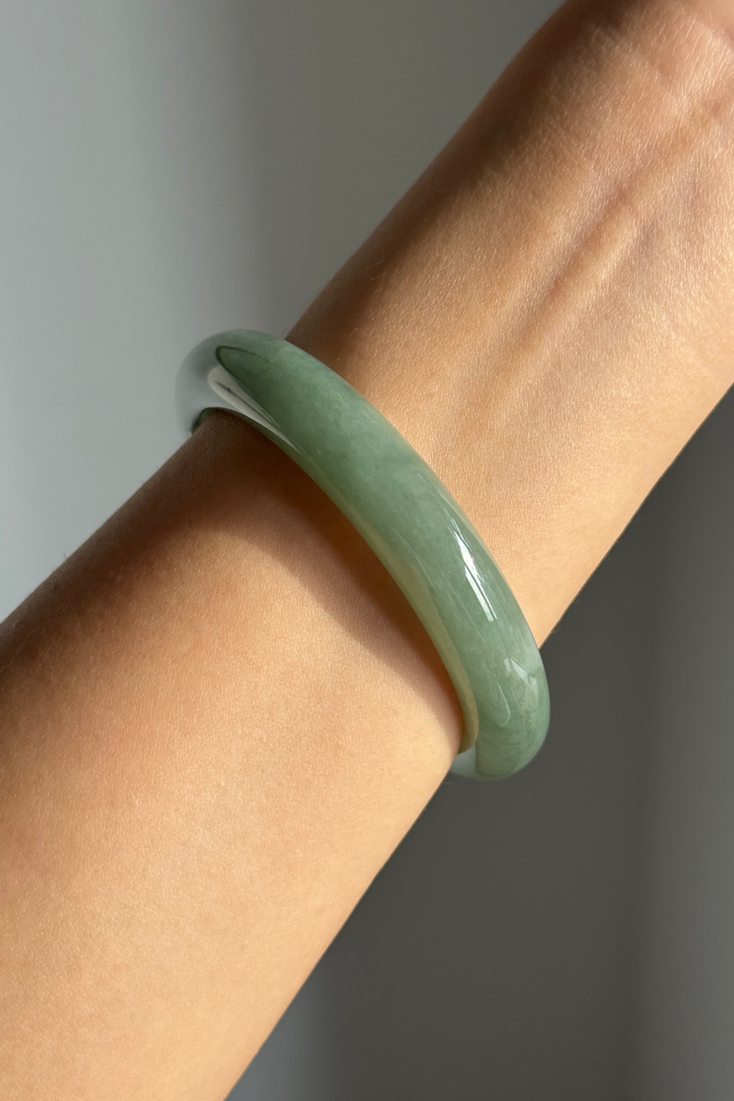 #0383 Icy Lake Green Jade Bangle Size 56.1
