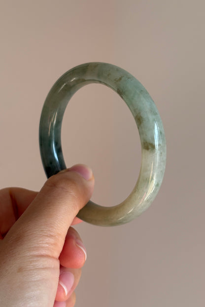 #0423 Icy Bluish Green Round Jade Bangle Size 54.1 (fits up to 55mm)