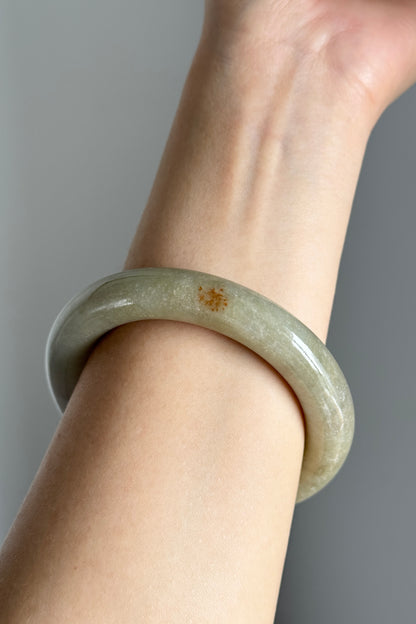 #0364 Yellowish Green Jade Bangle Size 56.2 (fits up to 57.2)