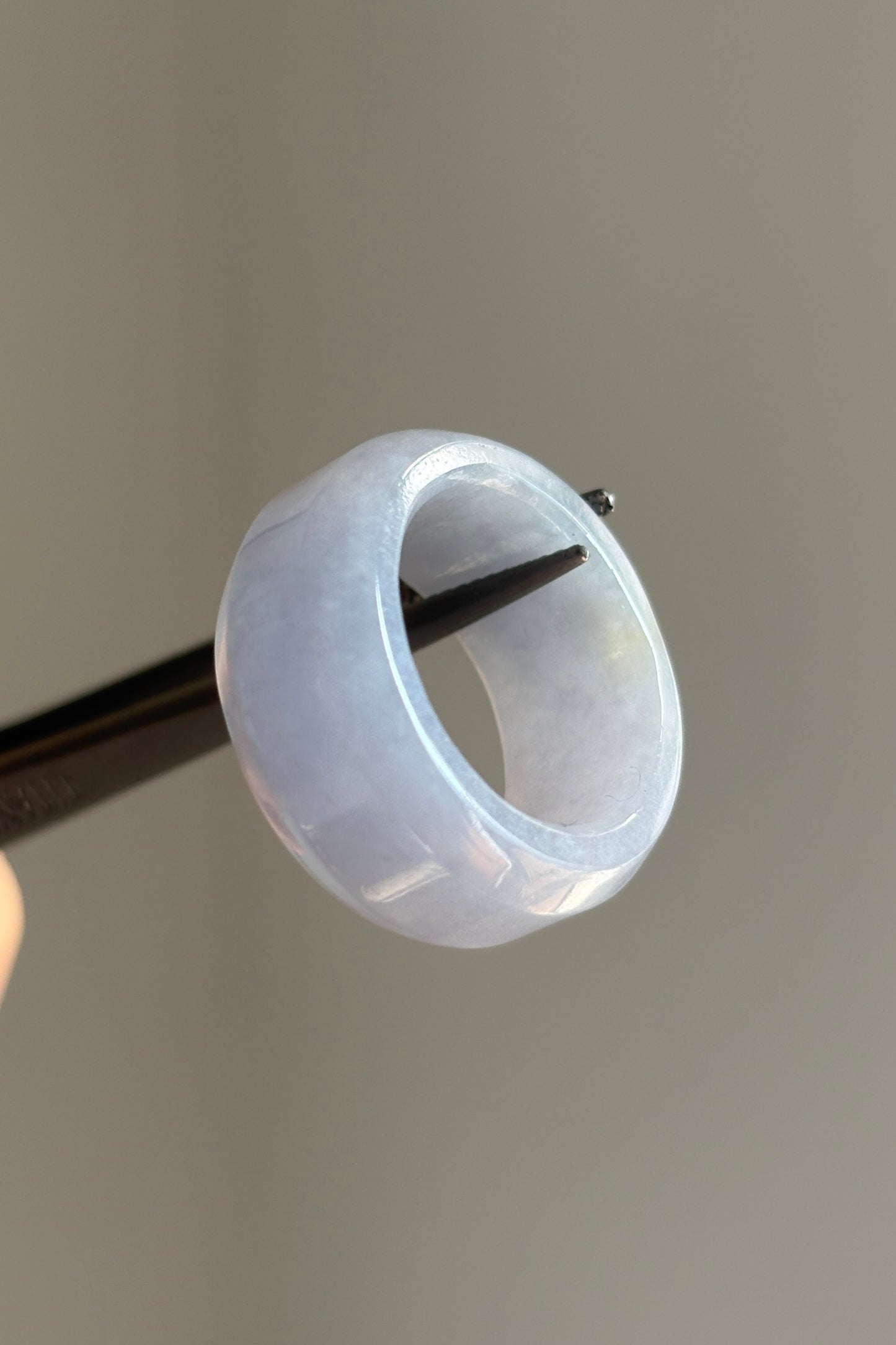 #R0610 Icy Lavender Jadeite Jade Wide Band Ring Size 4.75