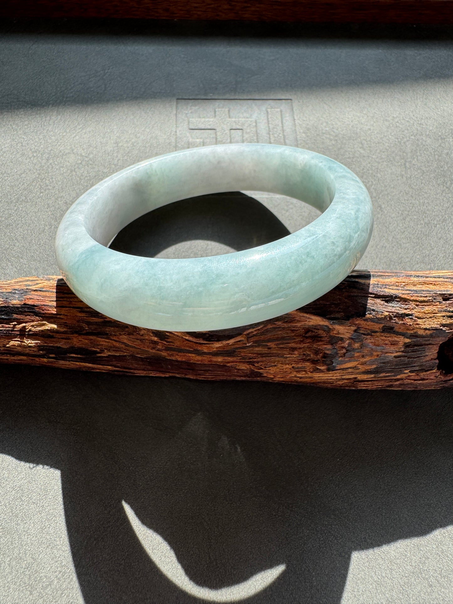 #0338 Icy Blue Jade Bangle Size 55.4