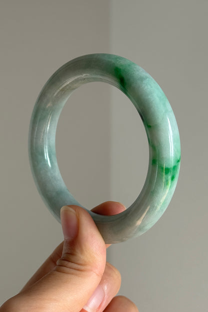 #0387 Bright Sun Green Jade Bangle Size 53.1 (fits up to 54.1)