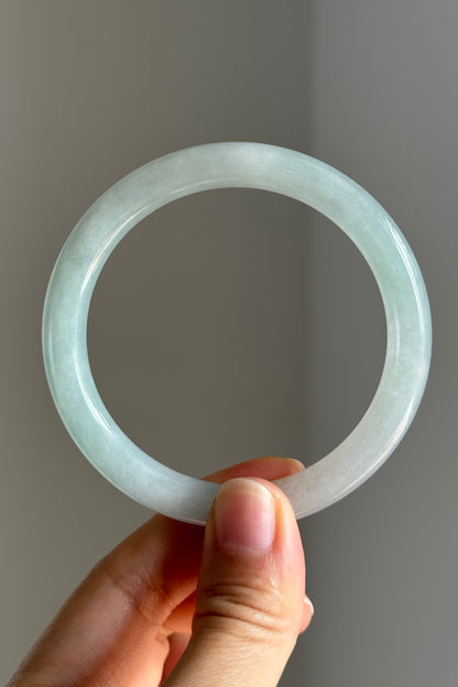 #0385 Icy Light Green Jade Bangle Size 55.6 (fits up to 57.6)