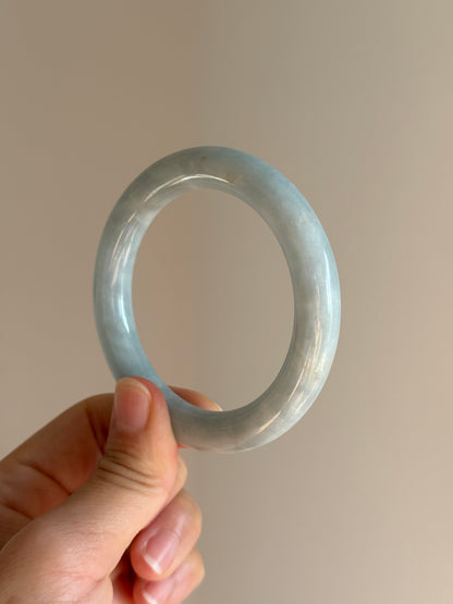 #0433 Light Blue Lavender Round Jade Bangle Size 54.3 (fits up to 55.5)