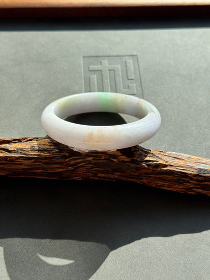 #0424 Light Lavender Sun Green Red Spots Jade Bangle Size 54