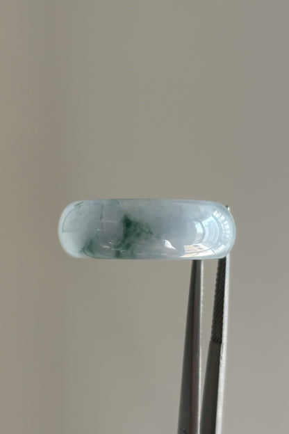 #R0618 "Monet" Icy Lavender Green Yellow Flower Jadeite Jade Band Ring Size 8