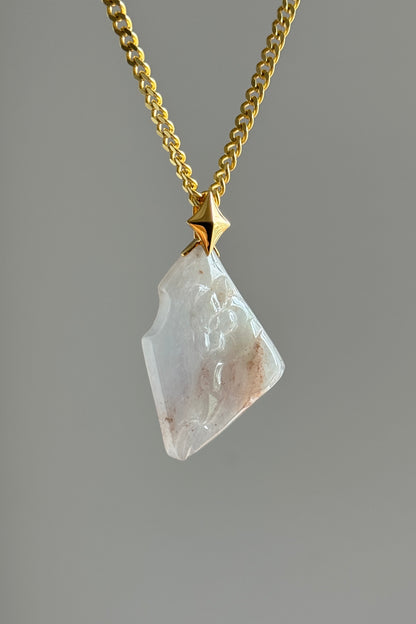 #P0555 "Pink Leopard" Icy Pink Lavender Red Green Jadeite Jade 18K Yellow Gold Pendant