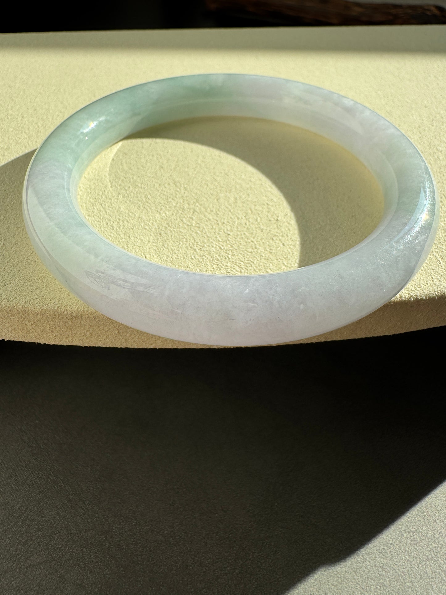 #0306 Icy Lavender Green Jade Bangle Size 55.6 (fits up to 57.2)