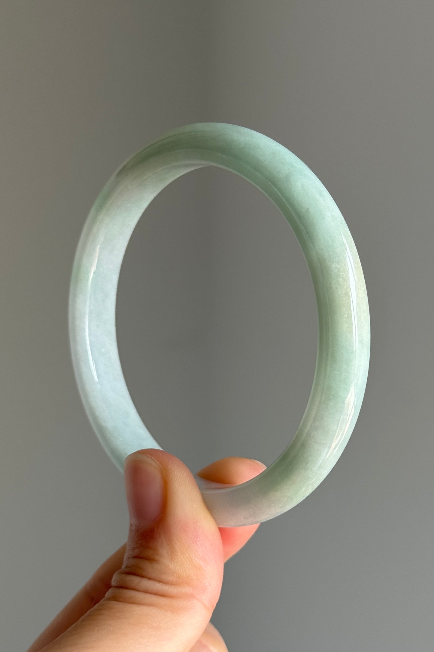 #0371 Lotus Green Yellow Jade Bangle Size 57.2