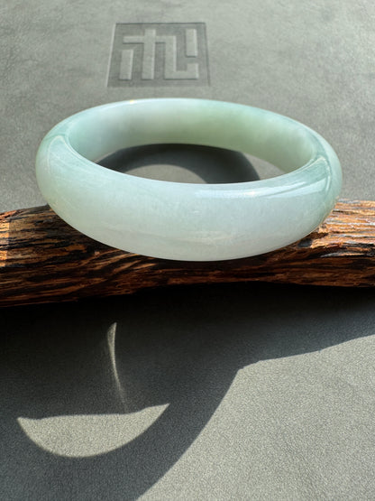 #0374 Icy Lotus Green Jade Bangle Size 57.2