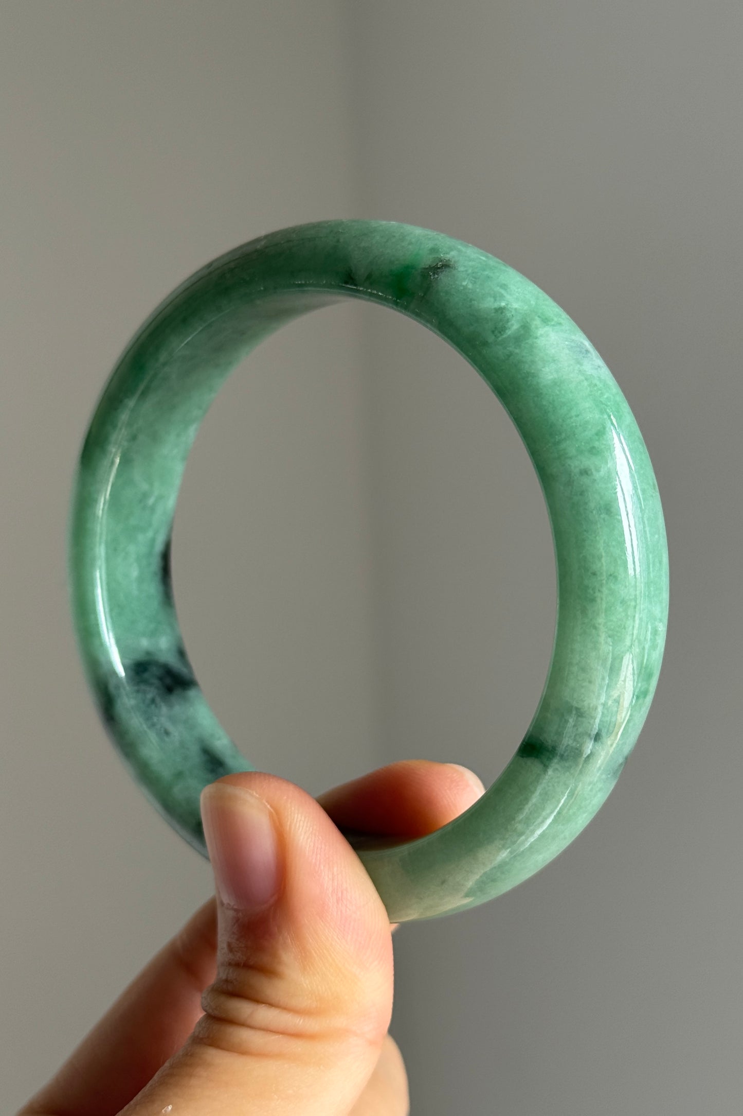 #0379 Rich Green Ink Jade Bangle Size 56.8