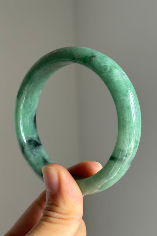 #0379 Rich Green Ink Jade Bangle Size 56.8