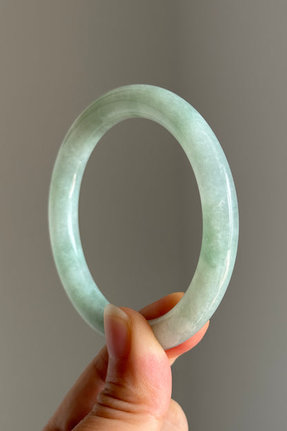 #0401 Icy Lotus Green Jade Bangle Size 53.4 (fits up to 55.4)