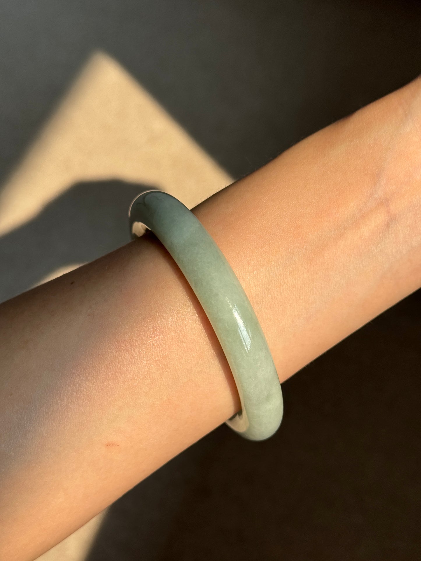 #0422 Icy Lotus Green Jade Bangle Size 56.3 (fits up to 57.3)