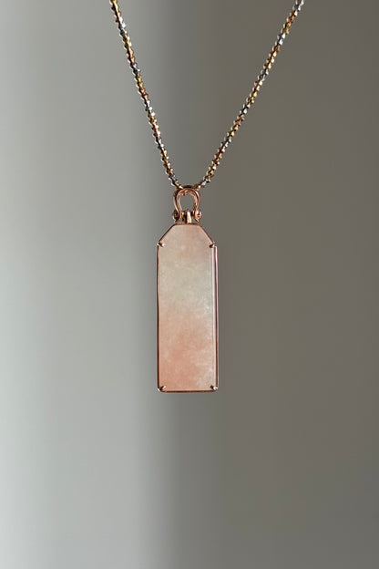 #P0518 "Wushi/Peace" Icy Sunset Pink Jadeite Jade Peace 18K Rose Gold Pendant