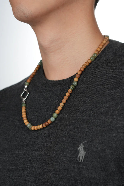 Agarwood & Oil Green Jadeite Jade Beads Necklace