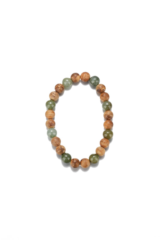 Agarwood & Oil Green Jadeite Jade Beads Bracelet