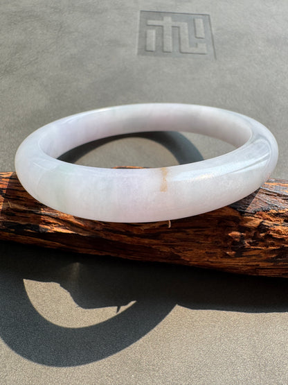 #0420 Icy Lavender Green Yellow Flower Jade Bangle Size 57.5