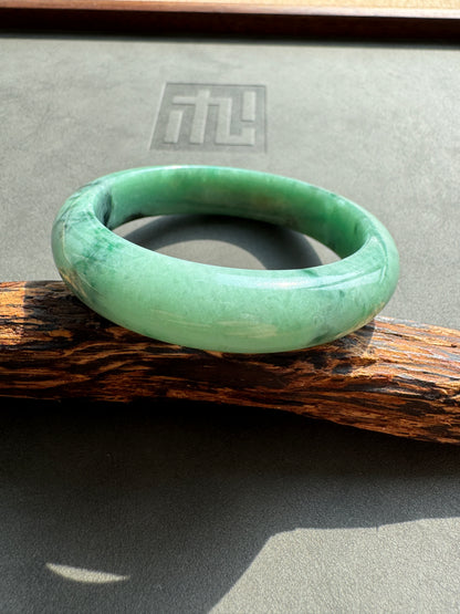 #0379 Rich Green Ink Jade Bangle Size 56.8