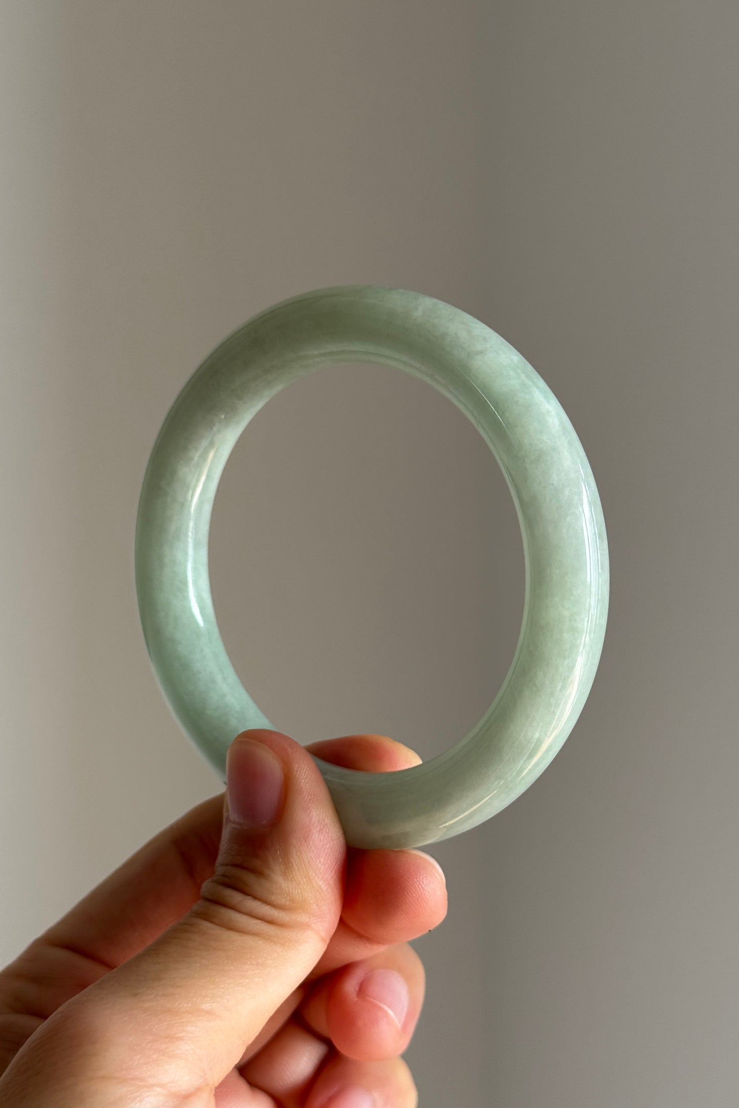 #0422 Icy Lotus Green Jade Bangle Size 56.3 (fits up to 57.3)