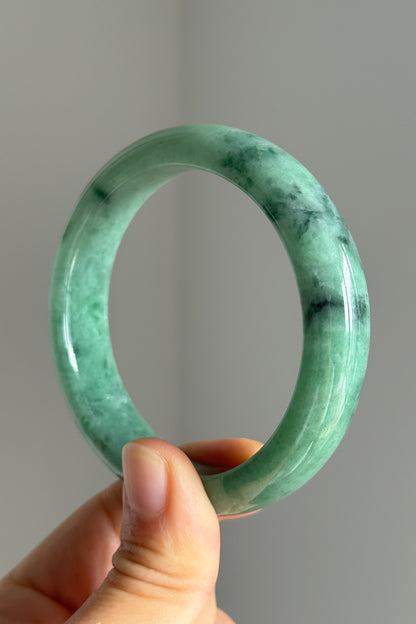 #0379 Rich Green Ink Jade Bangle Size 56.8
