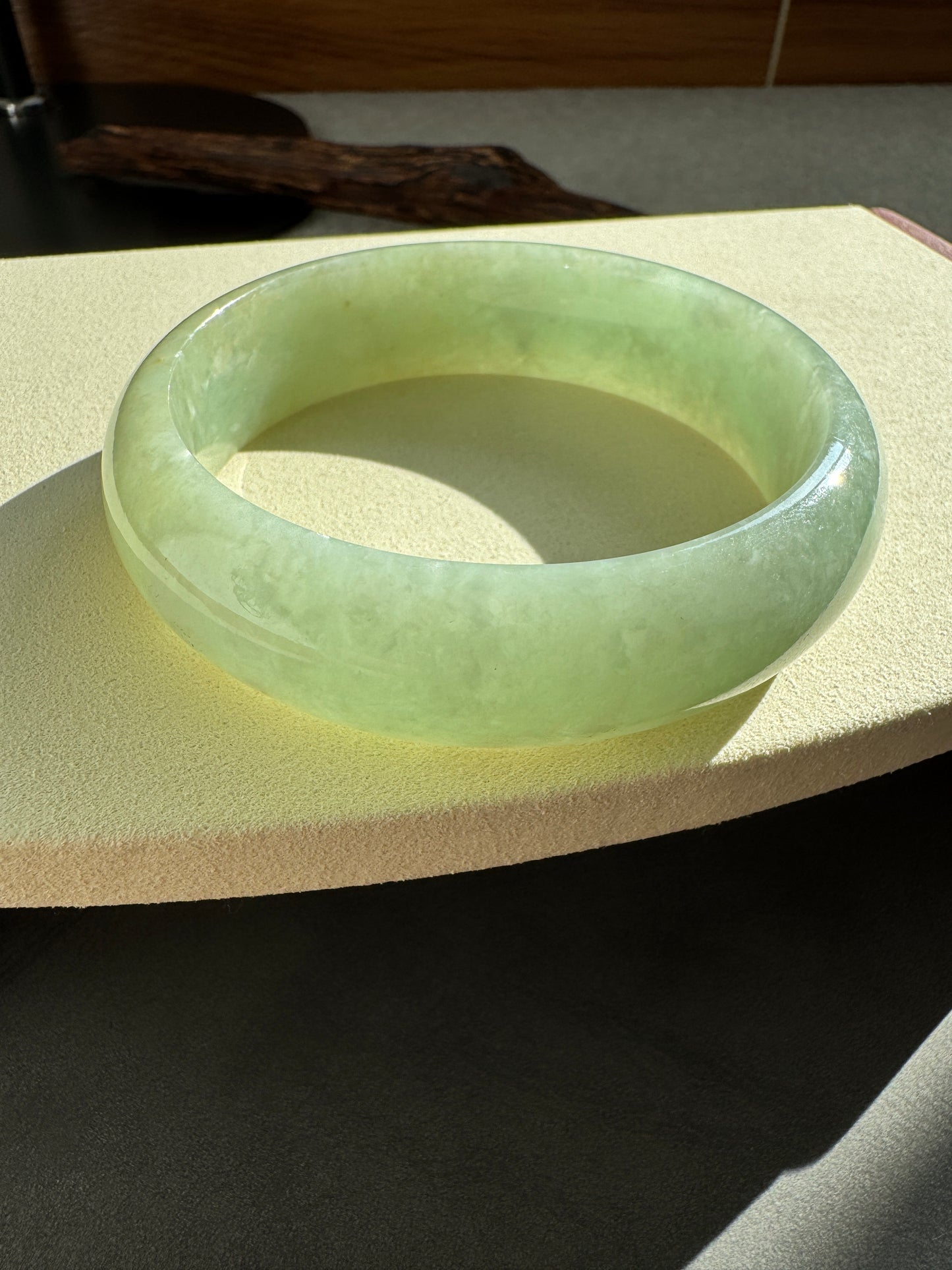#0305 Yellowish Green Jade Bangle Size 61.2