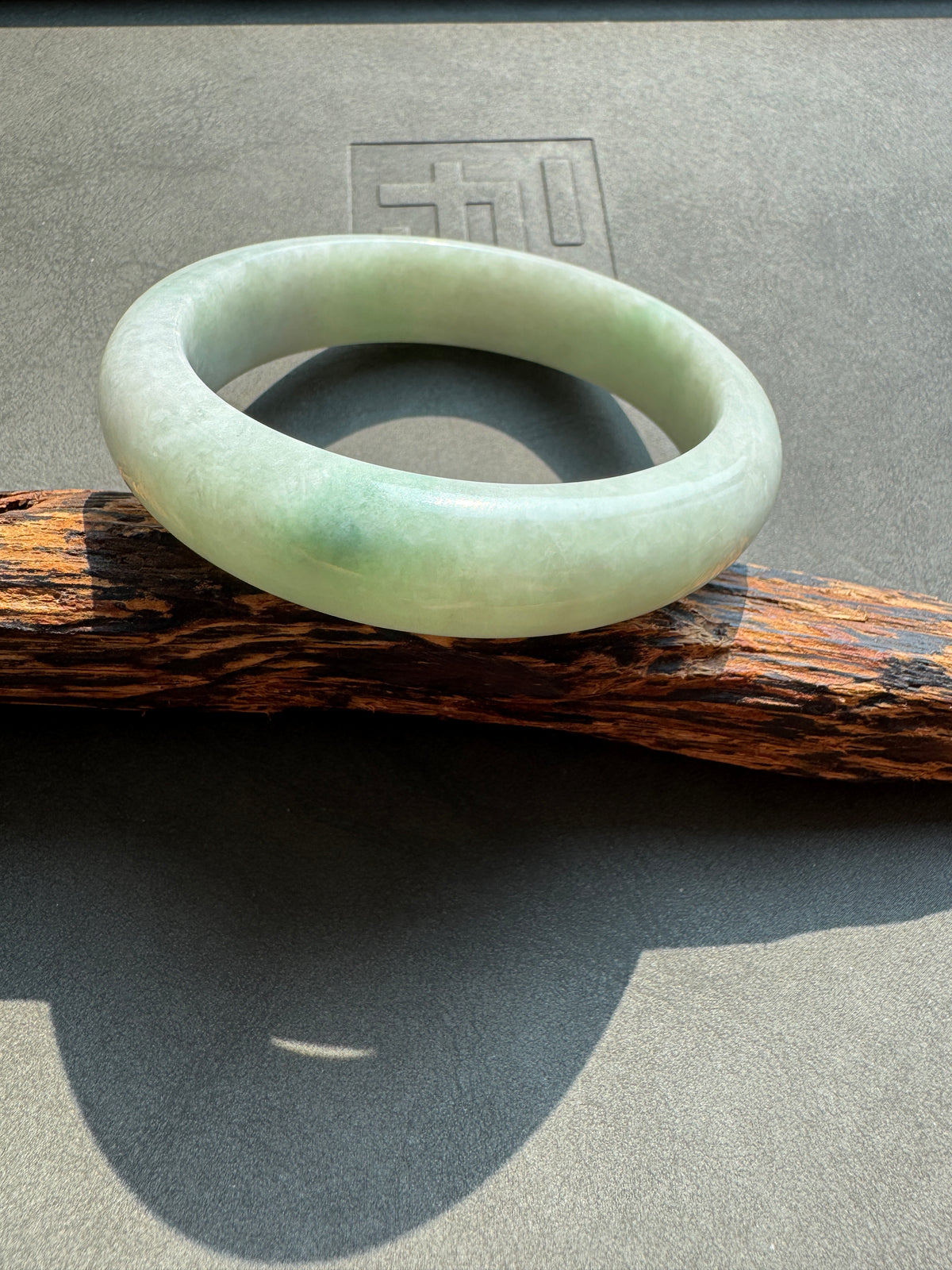 #0454 Light Green Jade Bangle Size 56.4