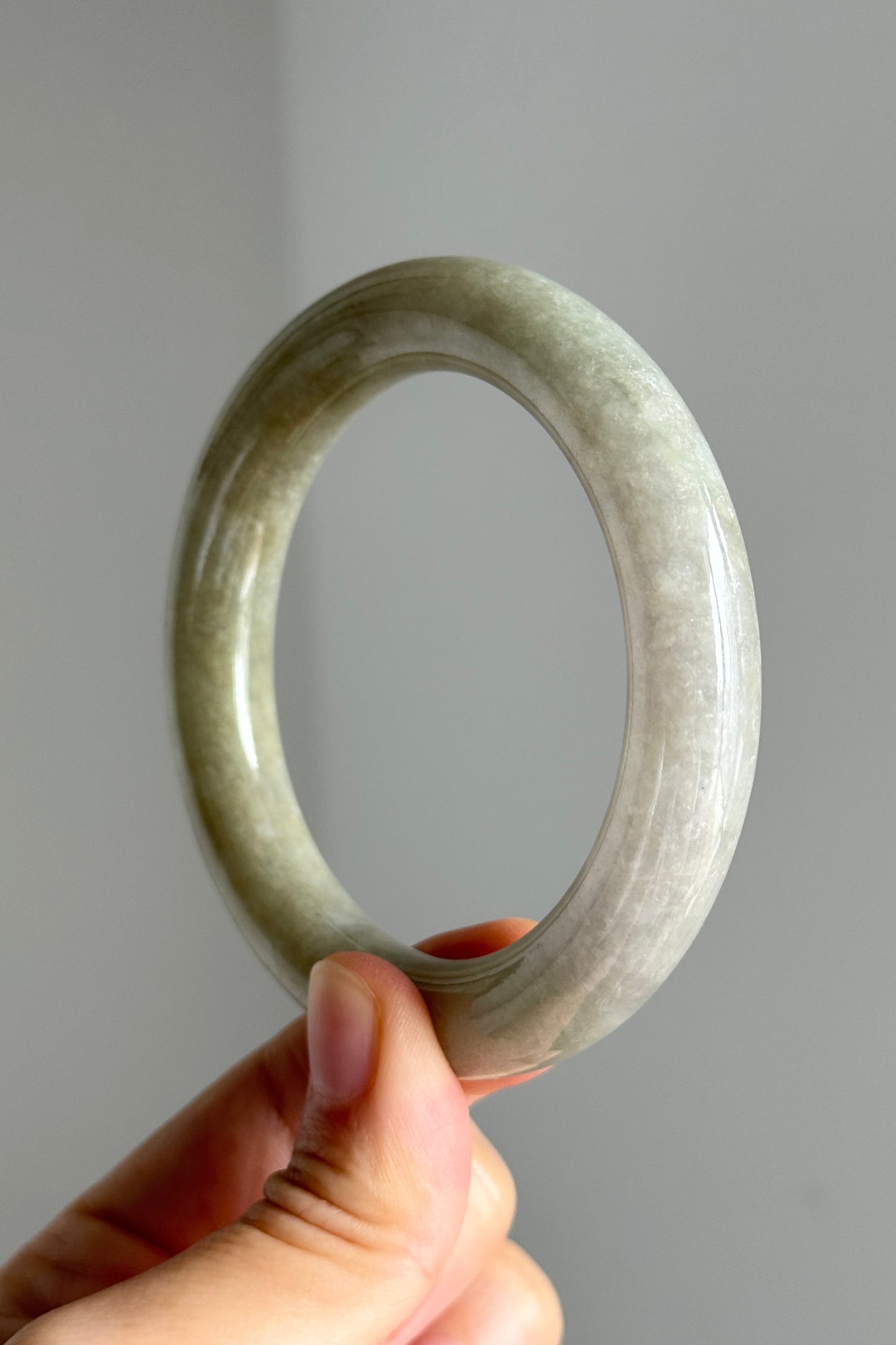 #0364 Yellowish Green Jade Bangle Size 56.2 (fits up to 57.2)