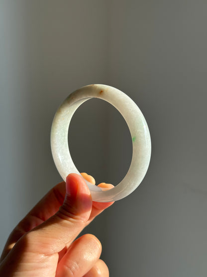 #0455 Light Green With Red & Vivid Green Spots Jade Bangle Size 55.7