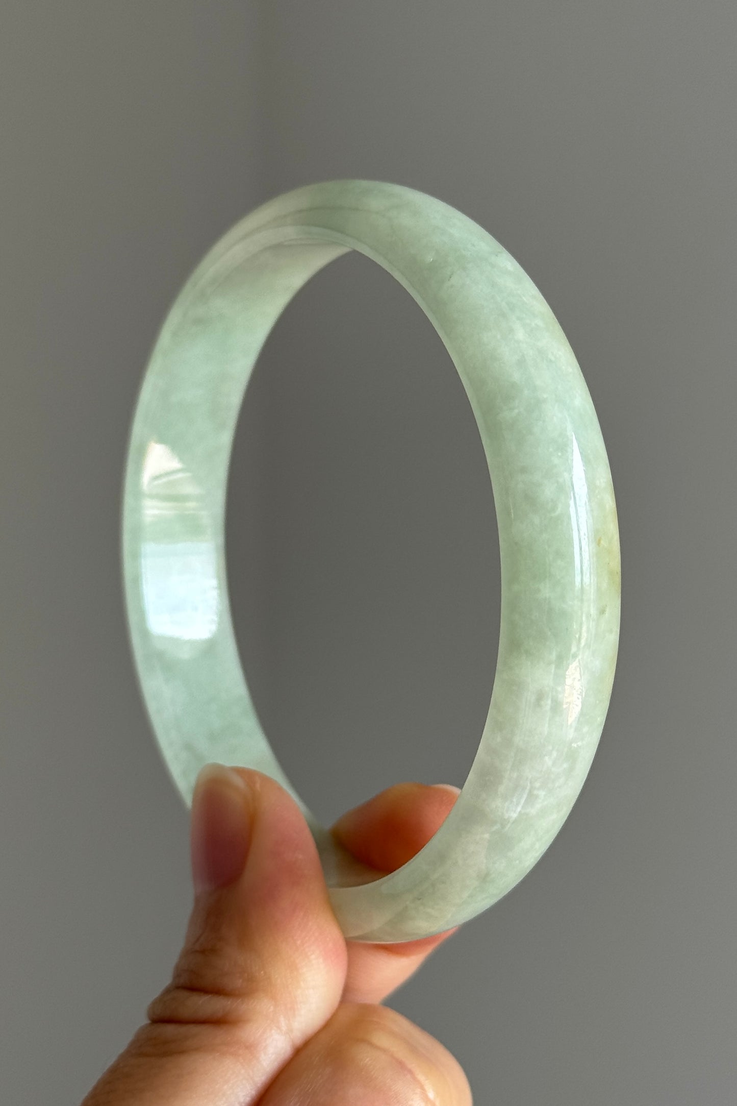 #0391 Icy Green Yellow Jade Bangle Size 62.7