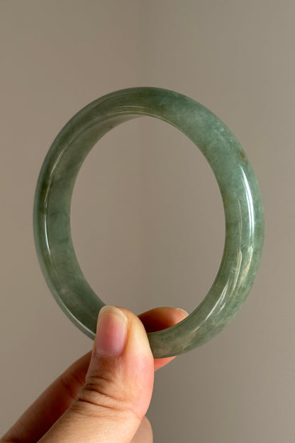 #0389 Icy Olive Green Jade Bangle Size 58