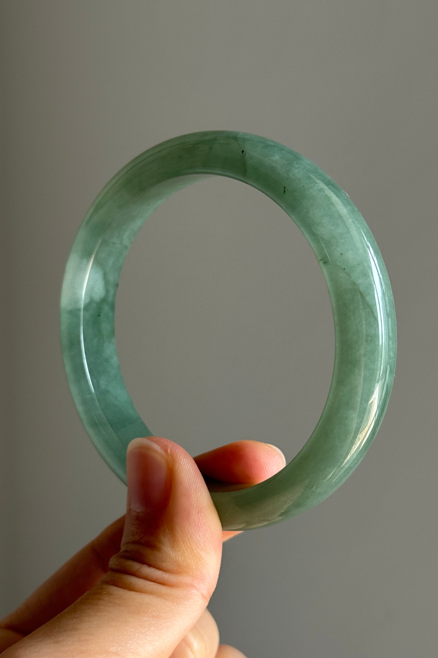#0383 Icy Lake Green Jade Bangle Size 56.1