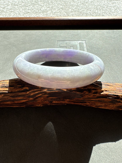 #0356 Rich Lavender White Jade Bangle Size 58.2