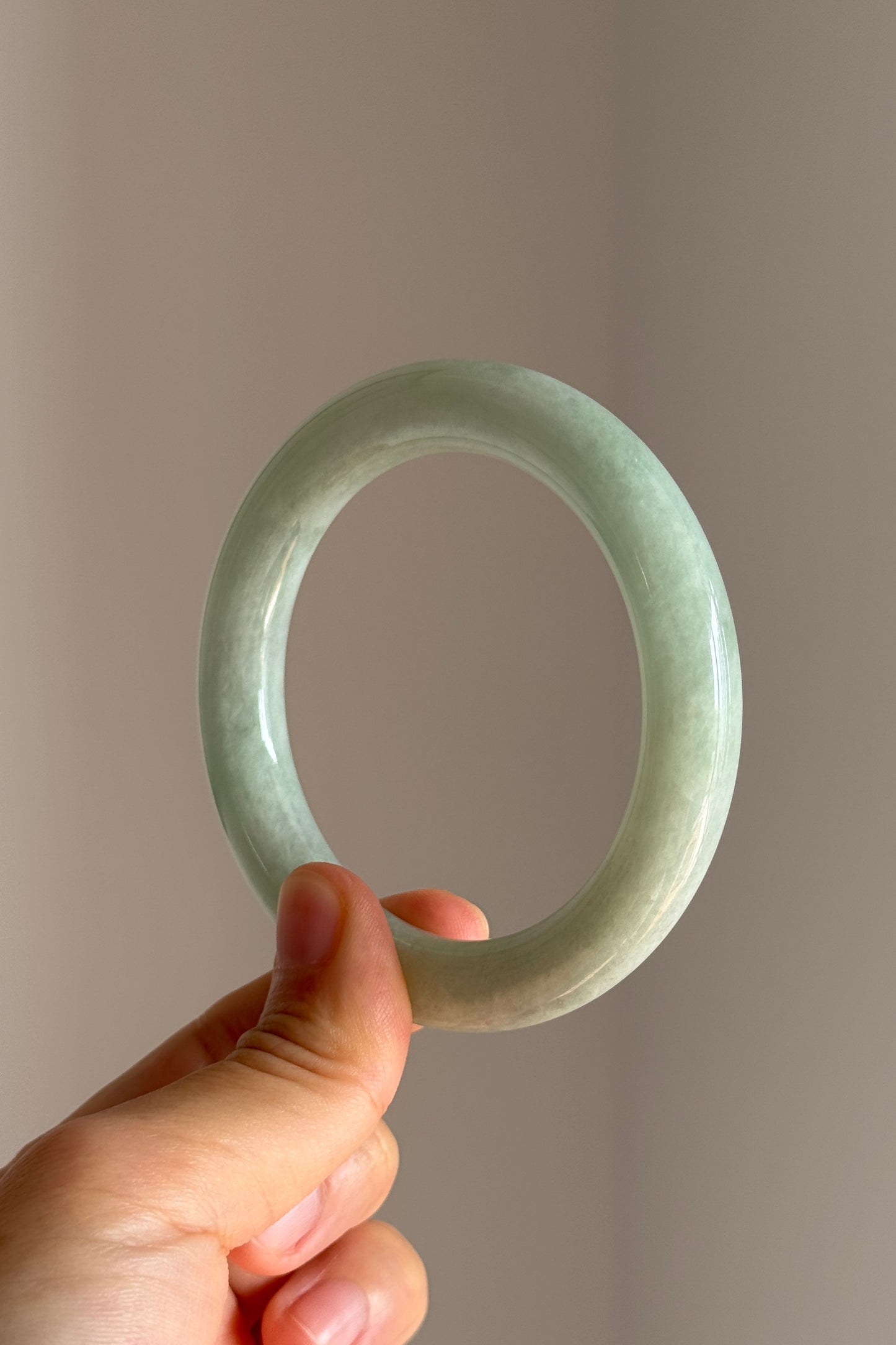 #0422 Icy Lotus Green Jade Bangle Size 56.3 (fits up to 57.3)