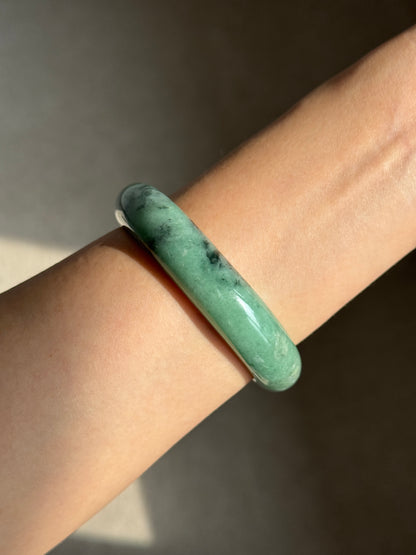#0379 Rich Green Ink Jade Bangle Size 56.8