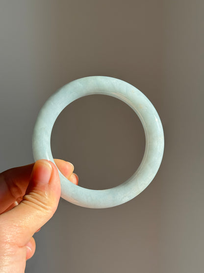 #0433 Light Blue Lavender Round Jade Bangle Size 54.3 (fits up to 55.5)