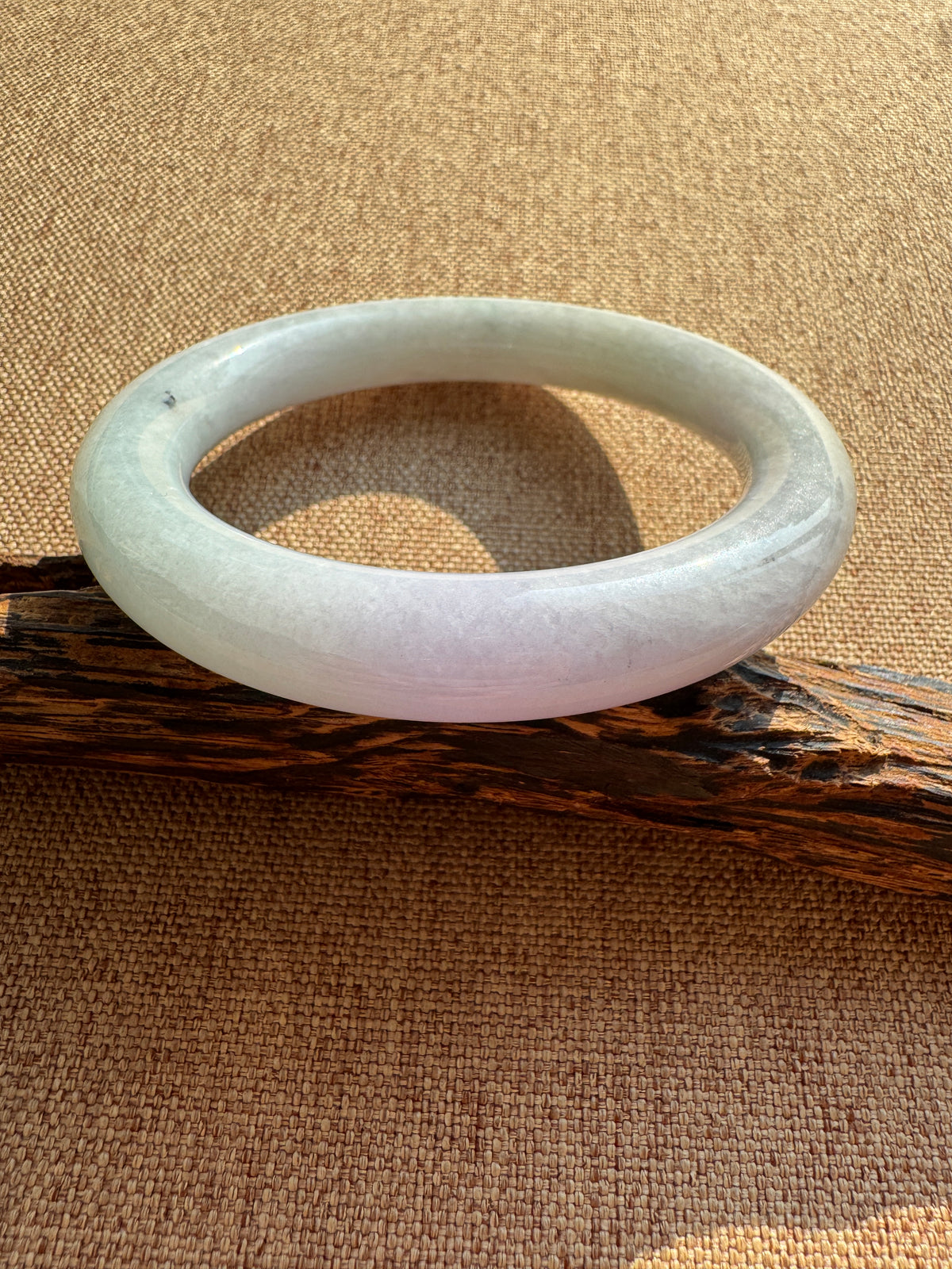 #0458 Icy Light Green Lavender Round Jade Bangle Size 60 (fits up to 61mm)