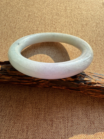#0458 Icy Light Green Lavender Round Jade Bangle Size 60 (fits up to 61mm)
