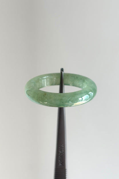 #R0616 Icy Lake Green Jadeite Jade Band Ring Size 10.75