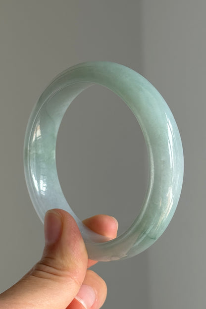 #0374 Icy Lotus Green Jade Bangle Size 57.2