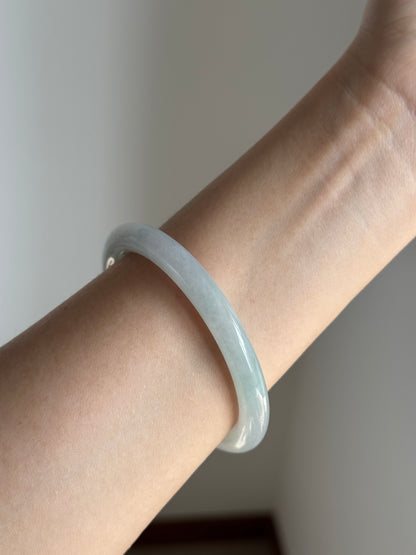 #0385 Icy Light Green Jade Bangle Size 55.6 (fits up to 57.6)