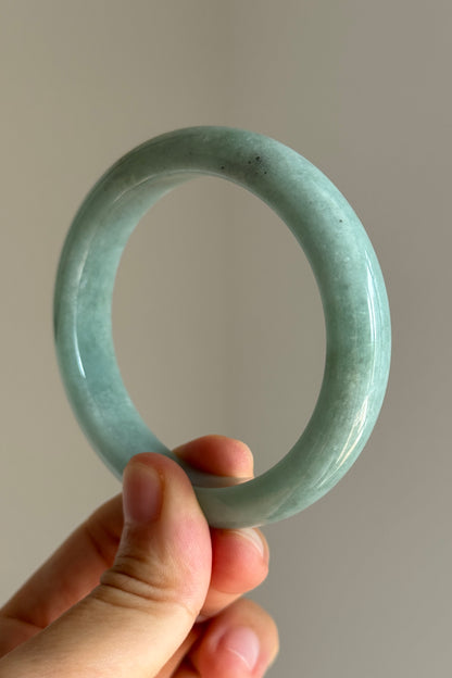 #0453 Icy Bluish Green Jade Bangle Size 55.7