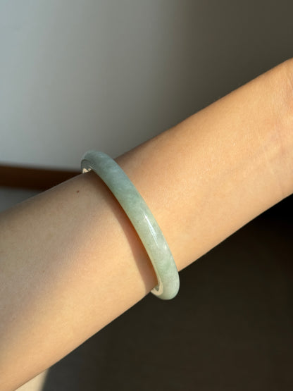 #0401 Icy Lotus Green Jade Bangle Size 53.4 (fits up to 55.4)