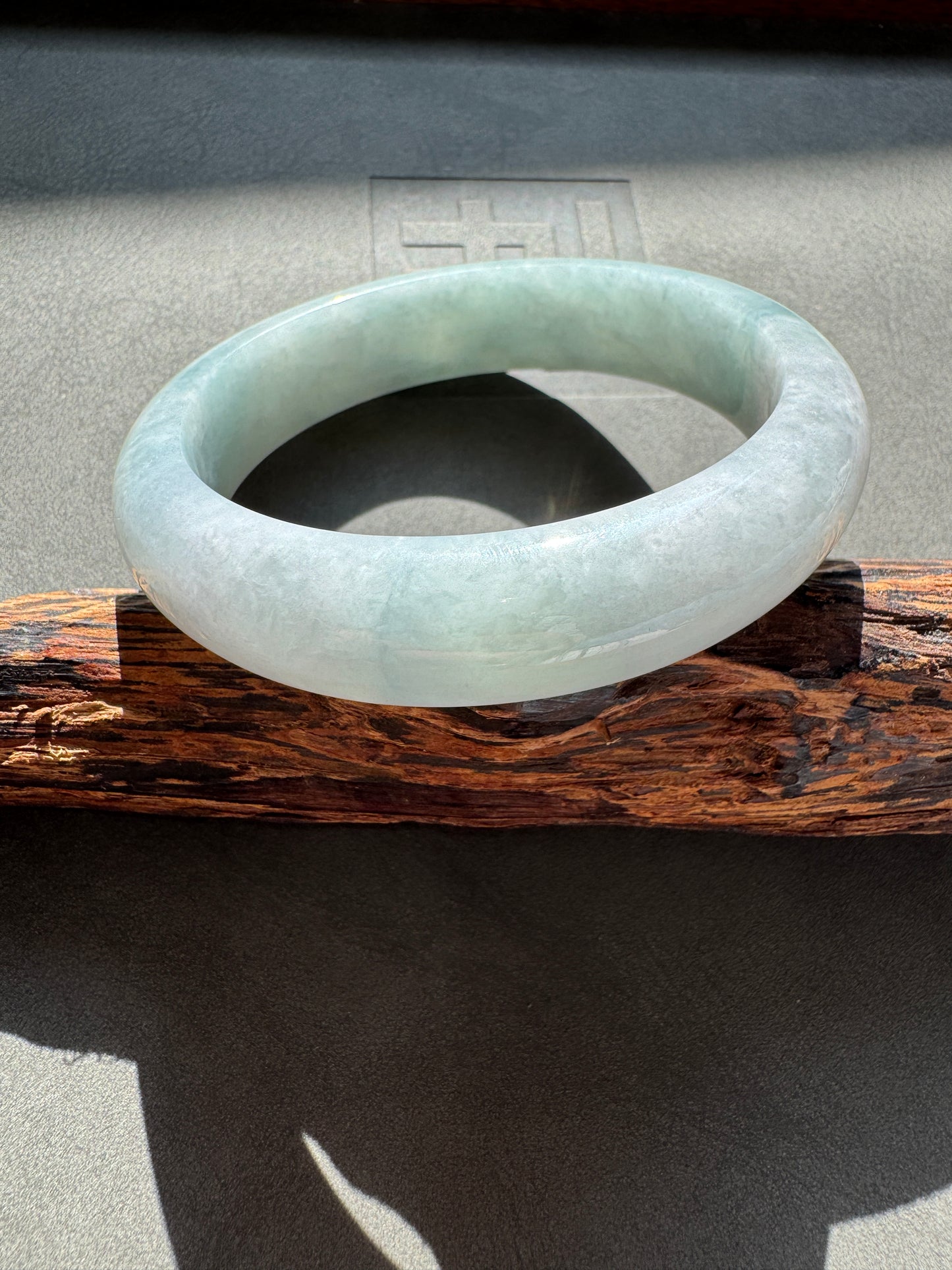 #0338 Icy Blue Jade Bangle Size 55.4