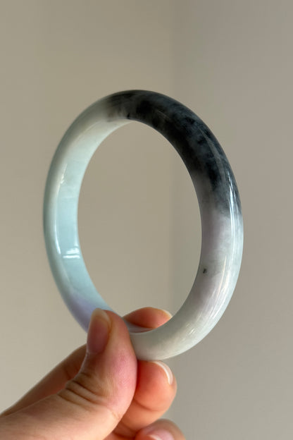#0446 Light Green Lavender Ink Jade Bangle Size 60
