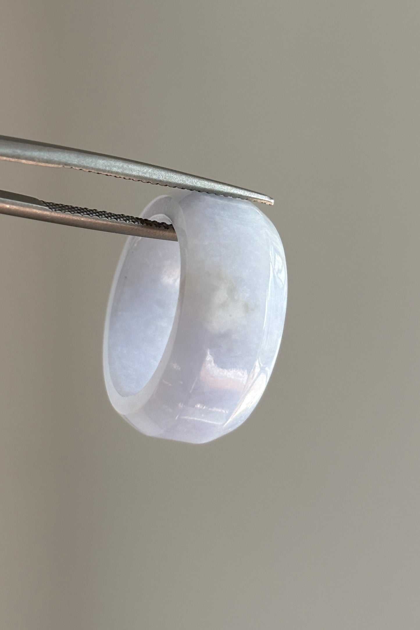 #R0610 Icy Lavender Jadeite Jade Wide Band Ring Size 4.75