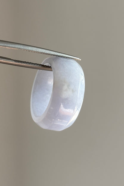 #R0610 Icy Lavender Jadeite Jade Wide Band Ring Size 4.75