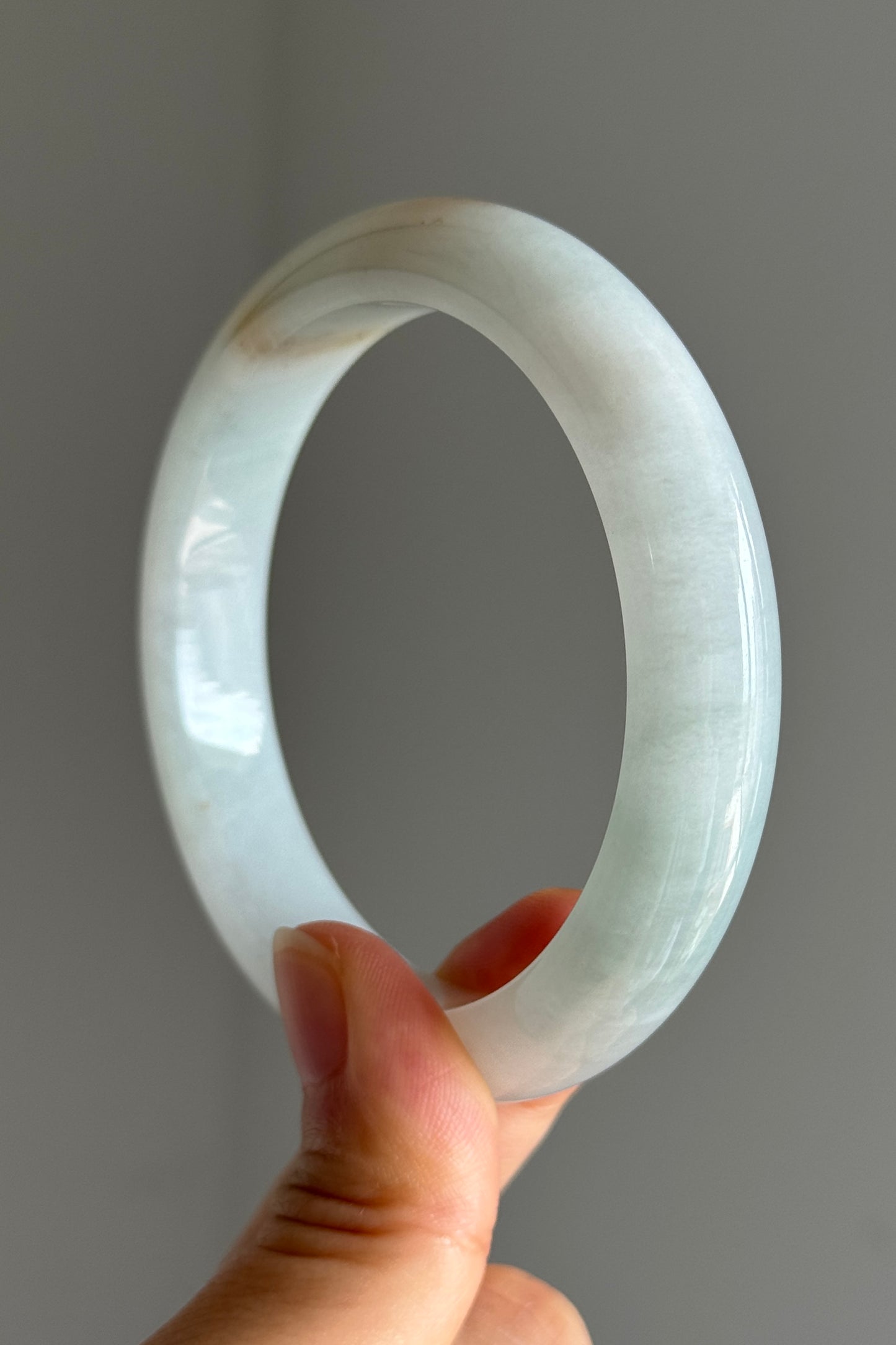 #0392 Icy Blue White Golden Flecks Jade Bangle Size 59.5