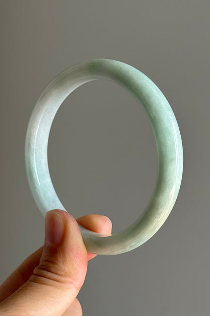 #0371 Lotus Green Yellow Jade Bangle Size 57.2