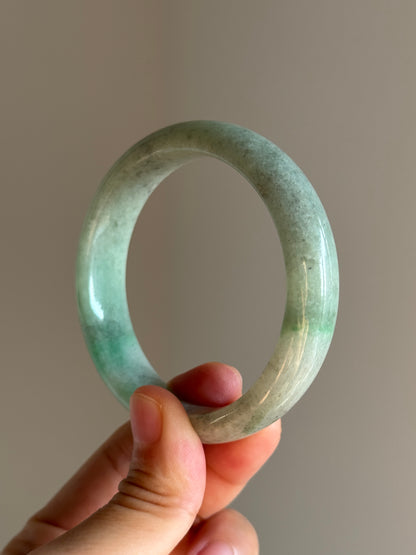 #0459 Icy Vivid Sun Green Ink Jade Bangle Size 57.3
